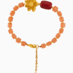 Women’s Agate Bracelet with Lotus Charm