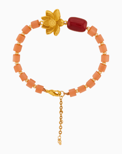 Women’s Agate Bracelet with Lotus Charm