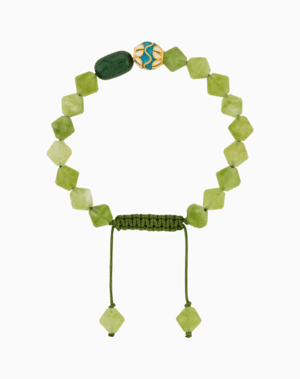 Shoucka Women's Serpentine & Jade Bracelet | Olive Green Handmade Jewelry
