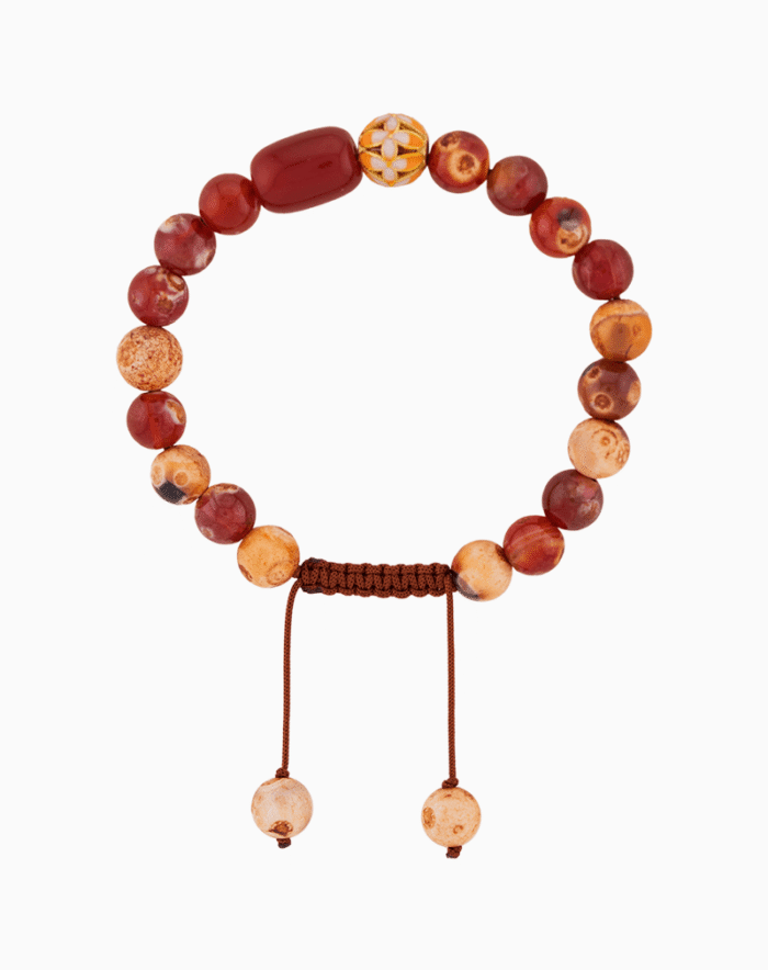 Shoucka Men's Carnelian & Fire Agate Bracelet | "Flame of Courage"