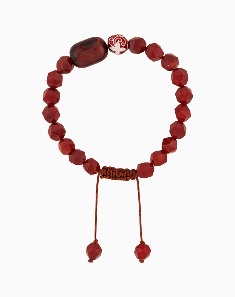 BRWGOCXX13000016 Faceted Red Carnelian Stone Bracelet for Women