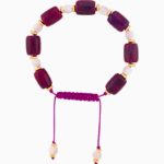 دستبند زنانه با یشم سرخابی و صدف