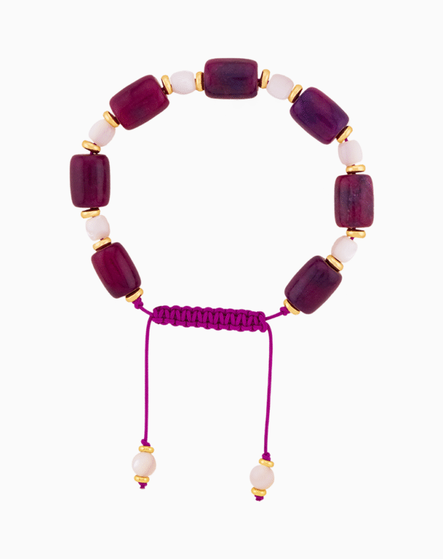 دستبند زنانه با یشم سرخابی و صدف