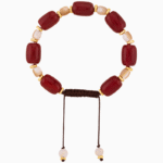 Women’s Red Agate and Shell Beaded Bracelet
