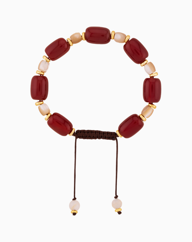 Women’s Red Agate and Shell Beaded Bracelet