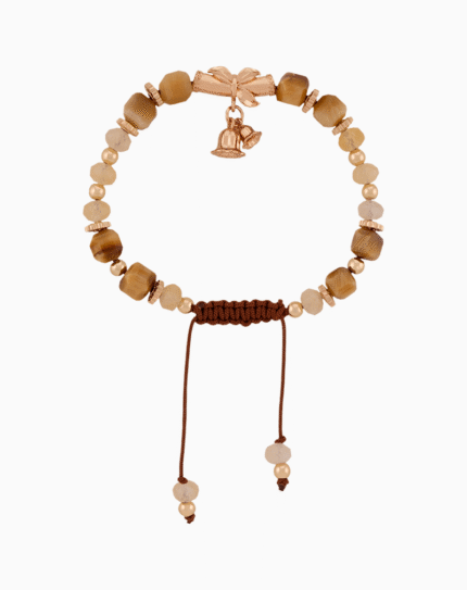 Women’s Tiger’s Eye & Quartz Bracelet with Bow Charm