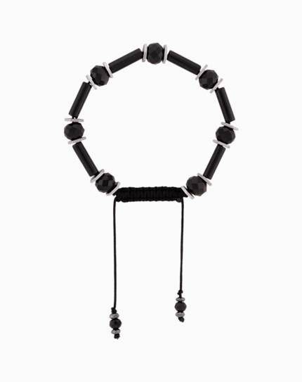 Women’s Black Onyx & Steel Tube Bead Bracelet