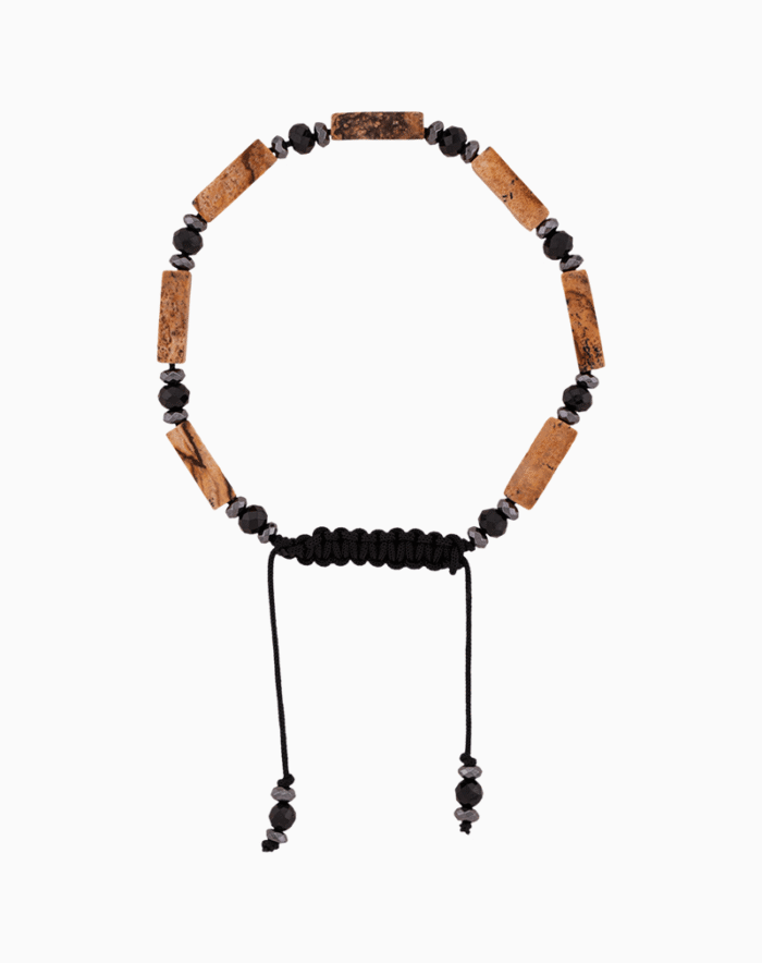 Women’s Picture Jasper & Obsidian Tube Bead Bracelet