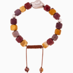 Men’s Natural Mookaite Jasper Bracelet with Silver Accent