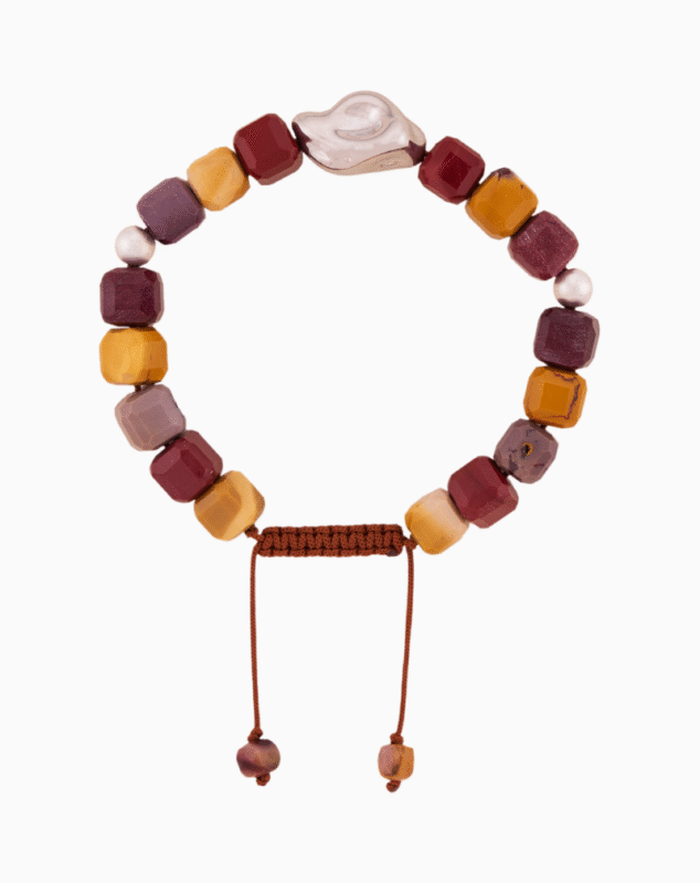 Men’s Natural Mookaite Jasper Bracelet with Silver Accent
