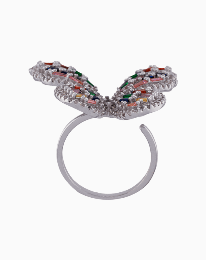 Women’s Rainbow Crystal Butterfly Ring