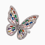 Women’s Rainbow Crystal Butterfly Ring