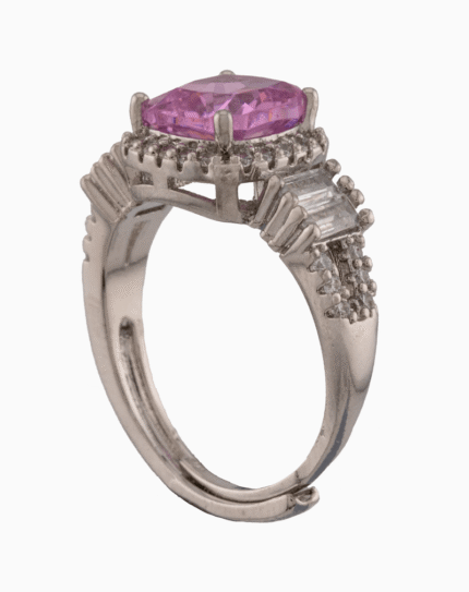 انگشتر مجلسی زنانه با کریستال سرخابی