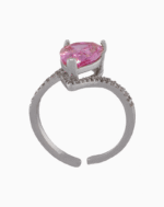 انگشتر زنانه با کریستال صورتی برش گلابی نمای روبرو