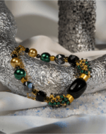 دستبند زنانه شوکا مدل سبز زمردی و مشکی لوکس