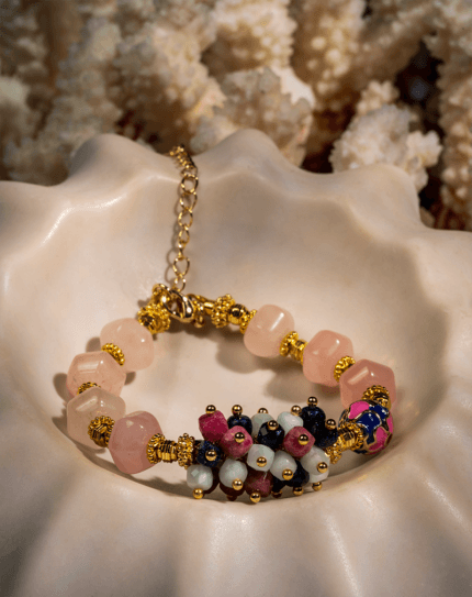 دستبند زنانه شوکا مدل سنگ‌های صورتی تزئینی