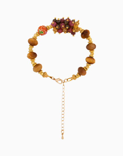 دستبند زنانه شوکا مدل چشم‌ببر و گارنت دست‌ساز