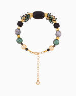 دستبند زنانه شوکا مدل حدید و مروارید سبز طلایی دستساز