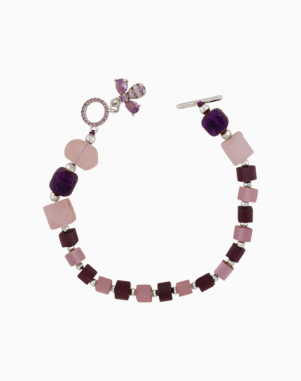 دستبند زنانه شوکا مدل کوارتز صورتی و آمتیست دستساز