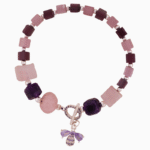 دستبند زنانه شوکا مدل کوارتز صورتی و آمتیست دست‌ساز