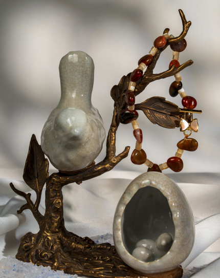 دستبند زنانه جاسپر و صدف شوکا