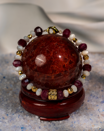 دستبند زنانه گارنت و صدف شوکا