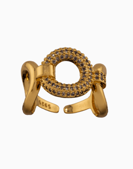 حلقه زنانه طلایی کریستالی شوکا