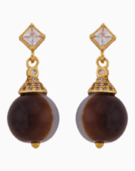 خرید ست زنانه «مهتاب کهربایی» شوکا | عقیق طبیعی و مروارید کرمی