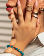 دستبند زنانه آپاتیت فیس خورده طلایی شوکا - مدل BRWGRCXX03000029