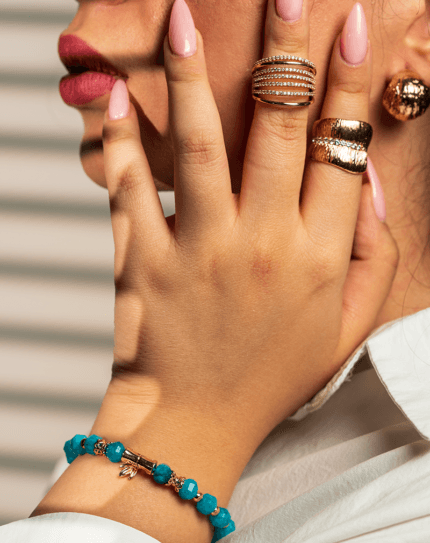 دستبند زنانه آپاتیت فیس خورده طلایی شوکا - مدل BRWGRCXX03000029