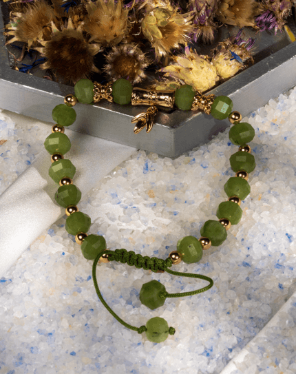 دستبند زنانه یشم سبز طبیعی شوکا | مدل BRWGRCXX04000029