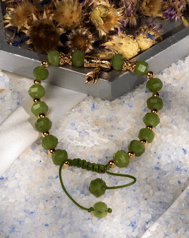 دستبند زنانه یشم سبز طبیعی شوکا | مدل BRWGRCXX04000029