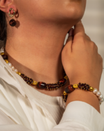 خرید ست زنانه «طلوع عشق» شوکا | چشمببر، گارنت و مروارید طبیعی