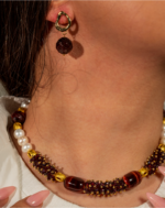 خرید ست زنانه «طلوع عشق» شوکا | چشمببر، گارنت و مروارید طبیعی