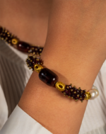 خرید ست زنانه «طلوع عشق» شوکا | چشمببر، گارنت و مروارید طبیعی