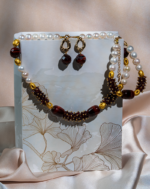 خرید ست زنانه «طلوع عشق» شوکا | چشمببر، گارنت و مروارید طبیعی