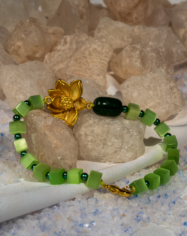 دستبند زنانه یشم سبز شوکا