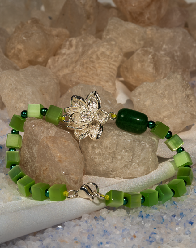 دستبند زنانه یشم سبز شوکا