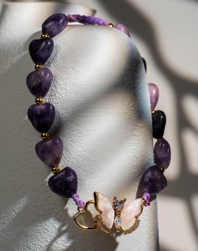 دستبند زنانه آمیتیست بنفش شوکا