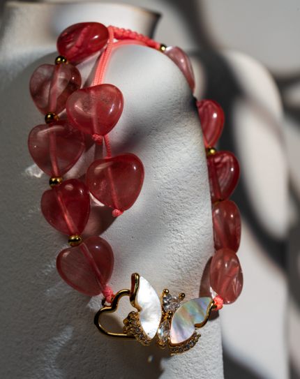 دستبند زنانه کوارتز صورتی شوکا