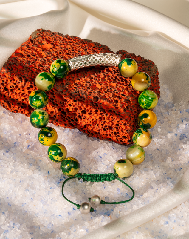 دستبند مردانه سنگ عقیق ماداگاسکاری