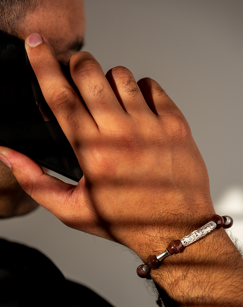 دستبند مردانه سنگ کوارتز استرابری دستبند مردانه سنگ کوارتز استرابری