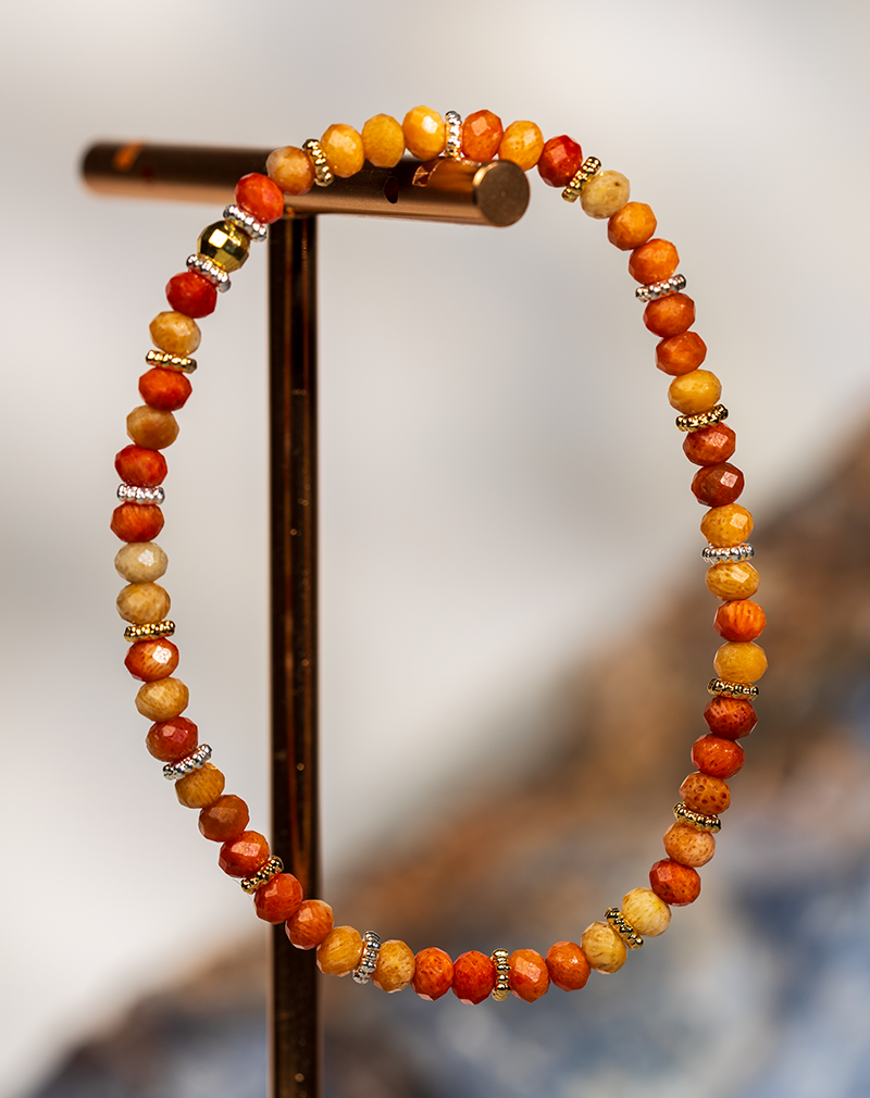 دستبند زنانه سنگ مرجان نارنجی دستبند زنانه سنگ مرجان نارنجی