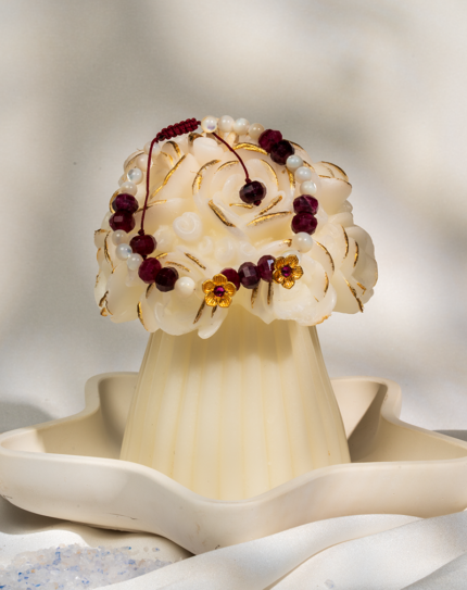 دستبند زنانه صدف و گارنت زرشکی سفید