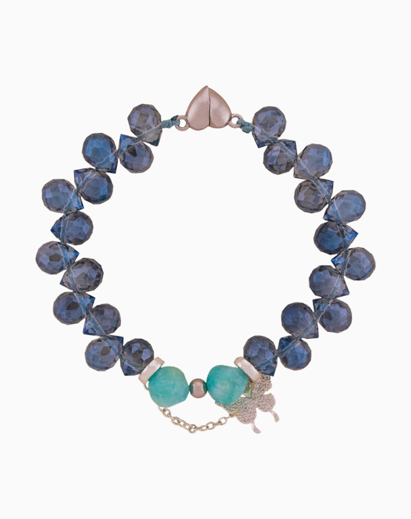 دستبند زنانه شوکا با سنگ آمازونیت و کریستال آبی، آویز خرس نقرهای، طراحی دستساز و فانتزی. دستبند زنانه شوکا با سنگ آمازونیت و کریستال آبی، آویز خرس نقرهای، طراحی دستساز و فانتزی.