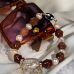 دستبند رزکوارتز توت فرنگی و مروارید اصل