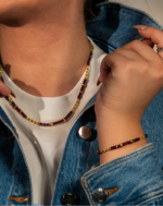 ست گارنت و سیترین زرین‌افروز شوکا ساخته‌شده از گارنت طبیعی زرشکی و سیترین طلایی؛ طراحی دست‌ساز، لوکس و چشم‌گیر. مناسب استایل‌های مجلسی، هدیه خاص و علاقه‌مندان به سنگ‌های طبیعی.